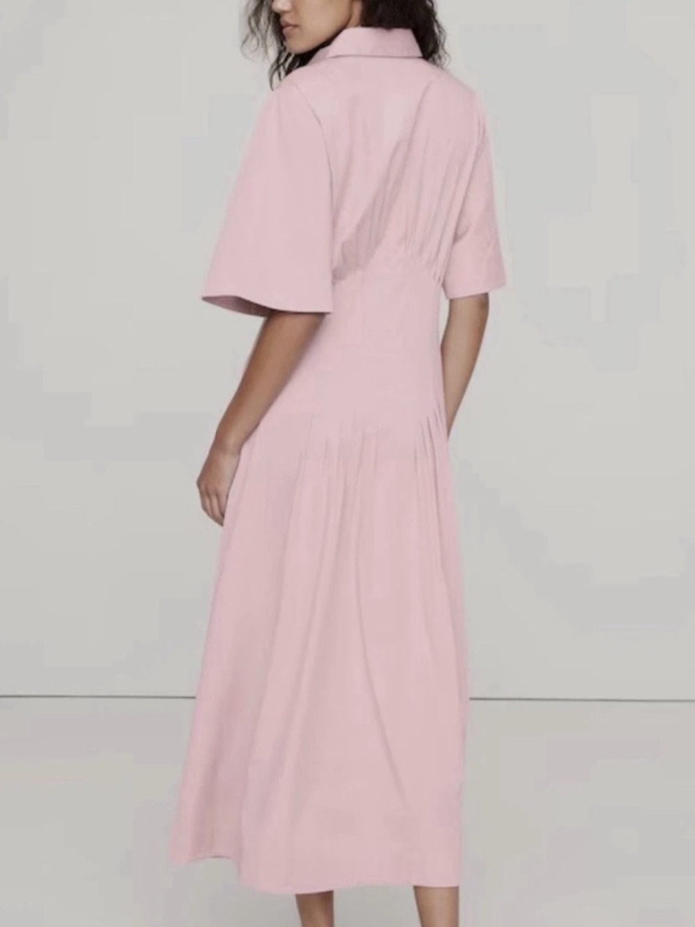 Banana Republic Pale Pink Button-Front Midi Dress BNWT SOLD OUT - Picture 3 of 5